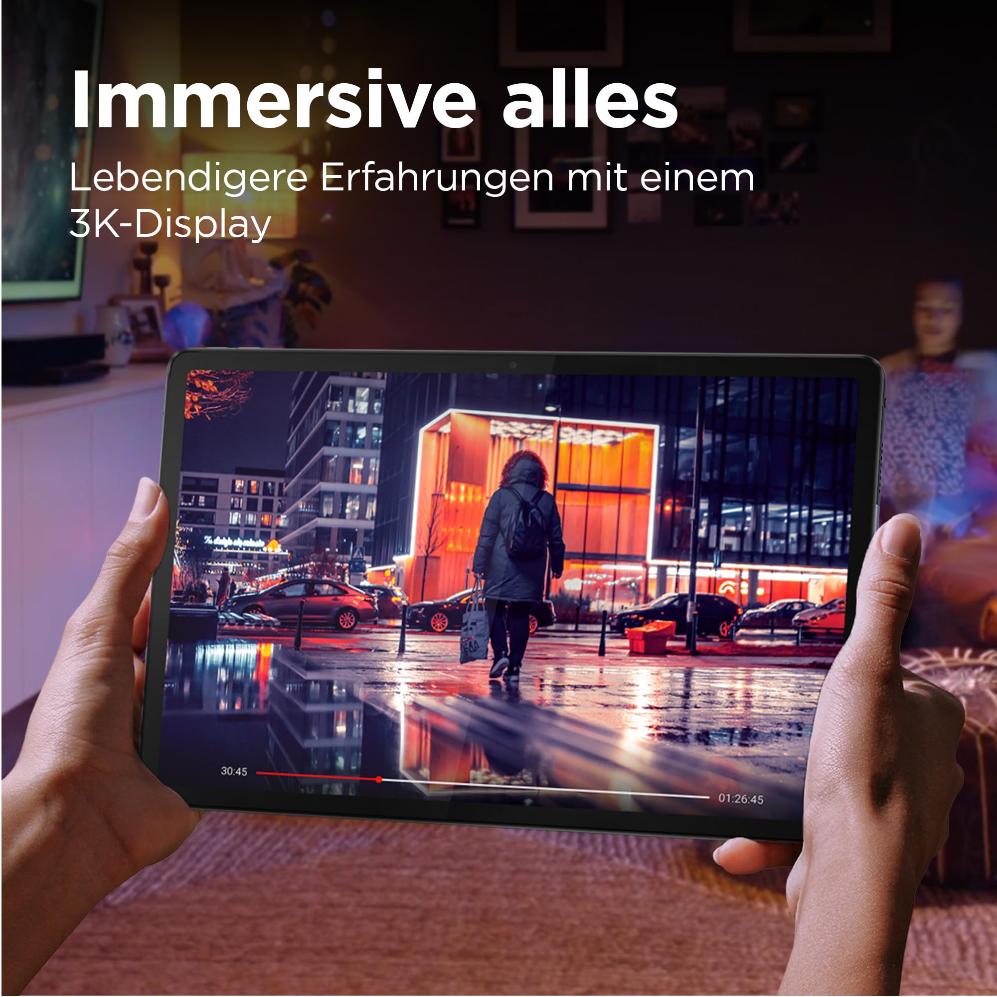 Lenovo P12 Tablet, MediaTek Dimensity 7050, 128GB RAM, 8GB SDD, Zintegrowana, Android, qwerty, Czarny/Szary, 12,7"