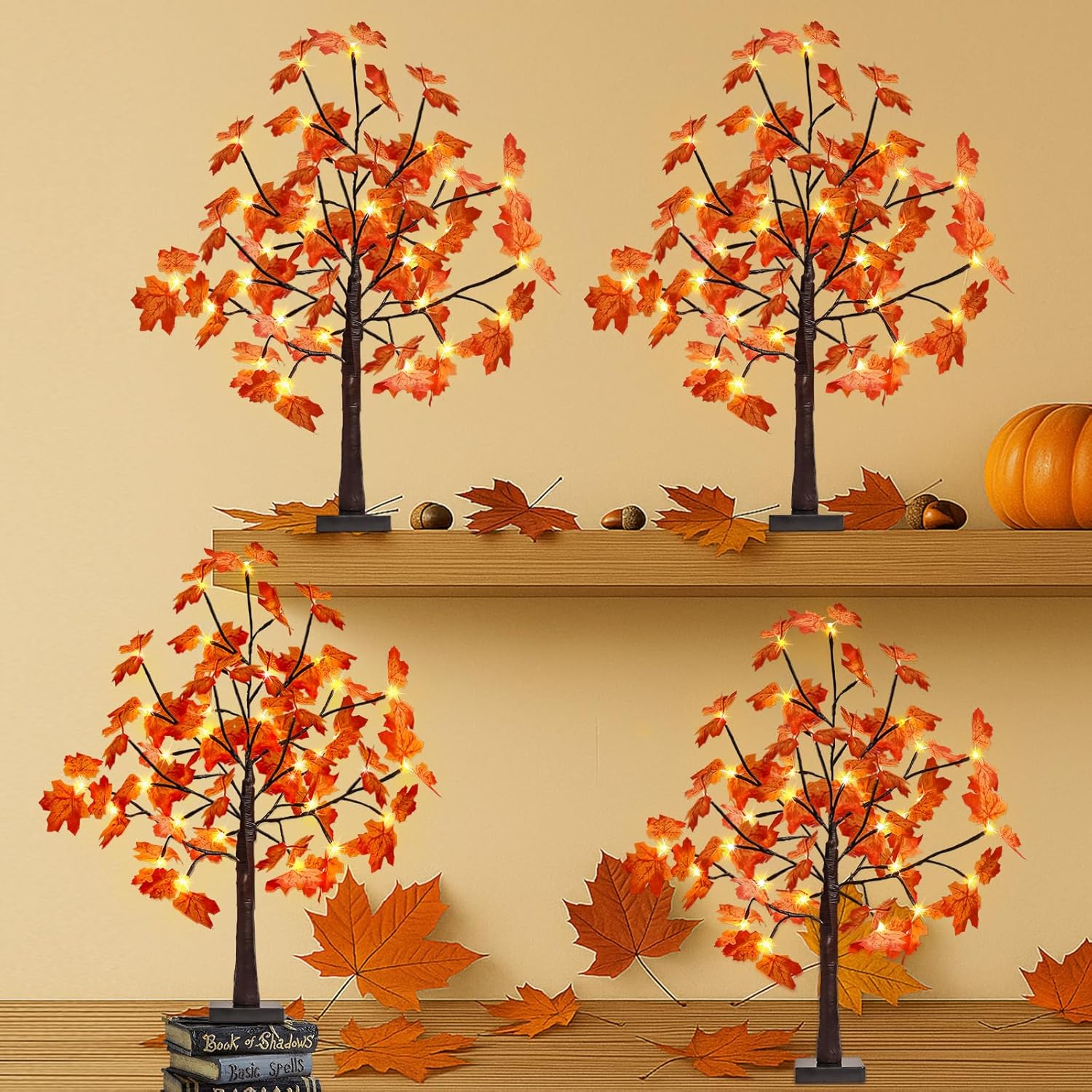 50LED Halloween Artificial Lighted Maple Tree