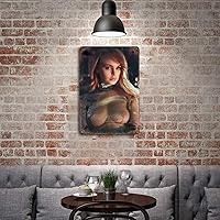 Vista 5 de Letrero de metal de hojalata moderna, arte de pared, abstracto, vintage, placa colgante de hierro vertical, pin-up niña, póster de arte retro