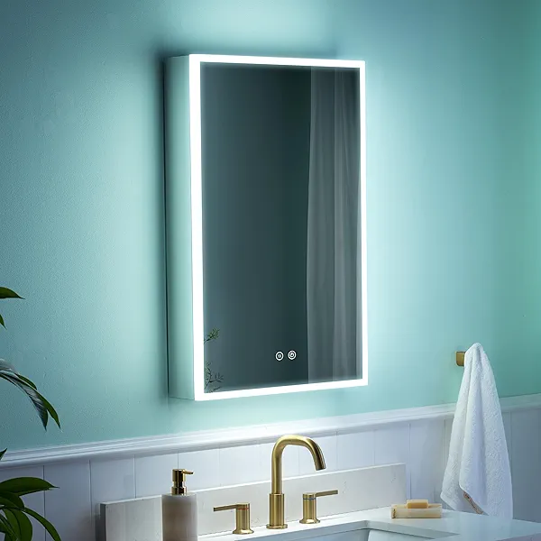 WELLFOR 20" X 30" Medicine Cabinet with Lights, 3X Magnification, Anti-Fog Bathroom Mirrored Cabinet, Bathroom Vanity Cabinet with Outlets & USB Ports, Right Opening Door