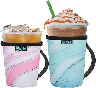 Reusable Insulated Neoprene Iced Coffee Sleeve, Hot & Cold Drink Cooler Cover for 16-32oz Cups, Compatible with Starbucks/Dunkin/McDonalds, Durable Beverage Holder for Cold Soda, Multi-Pattern Options