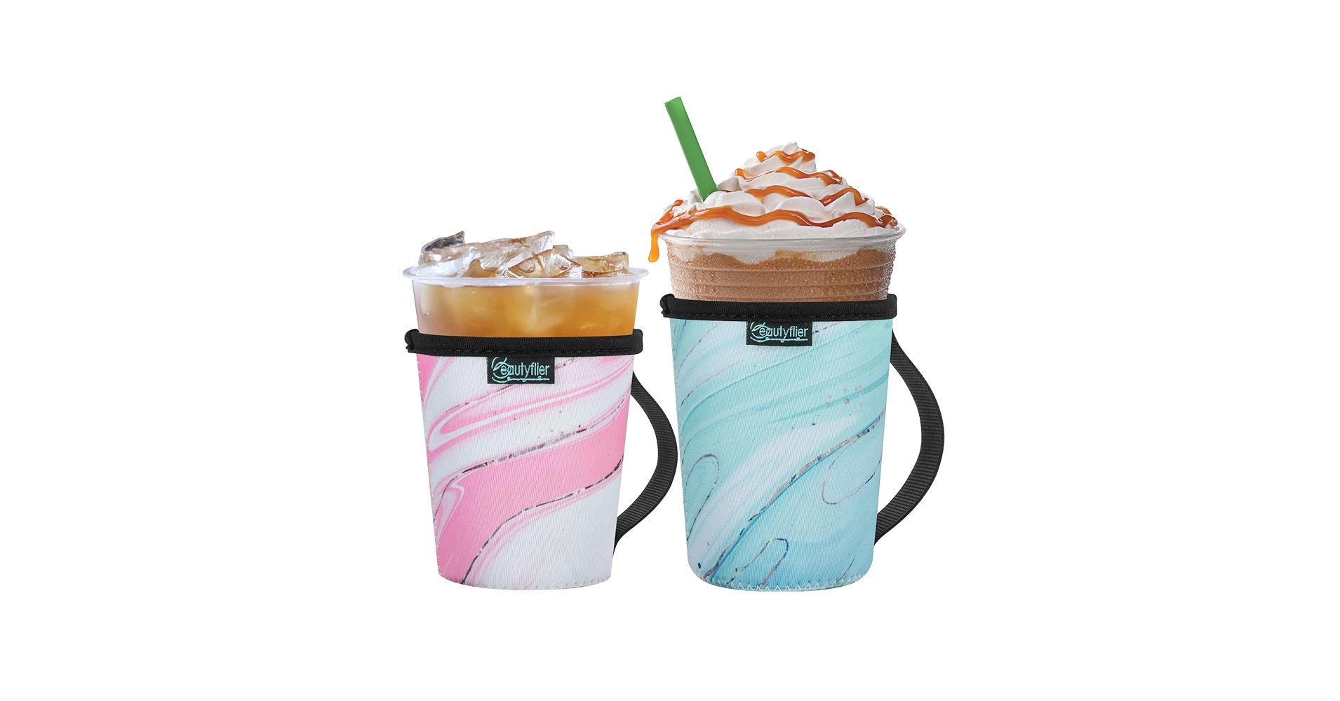 YR Reusable Neoprene Insulator Sleeve For Iced Coffee Cups, 3 Pack Coffee Coolies