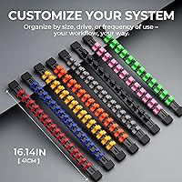 Vista 22 de Organizador de enchufes de 3 piezas, unidad de 3/8 pulgadas x 45 clips, soporte de enchufe de ABS resistente con tapas de extremo extraíbles, riel