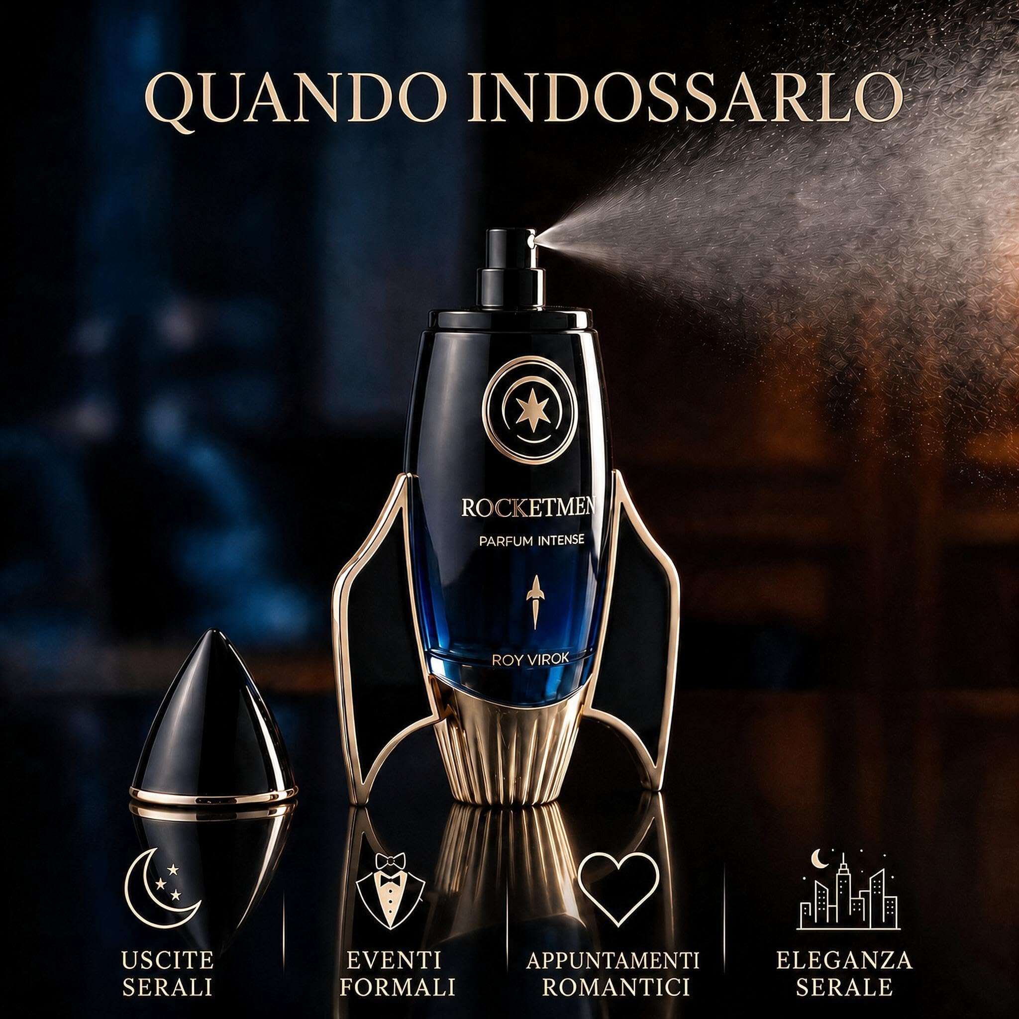 ROCKETMEN Parfum Intense 30% - Profumo da Uomo 100 ml, Profumi Uomo Legnosi | Profumo Uomo a lunga durata e con scia elegante. Fragranza speziata e legnosa in un inconfondibile flacone a forma di razzo.