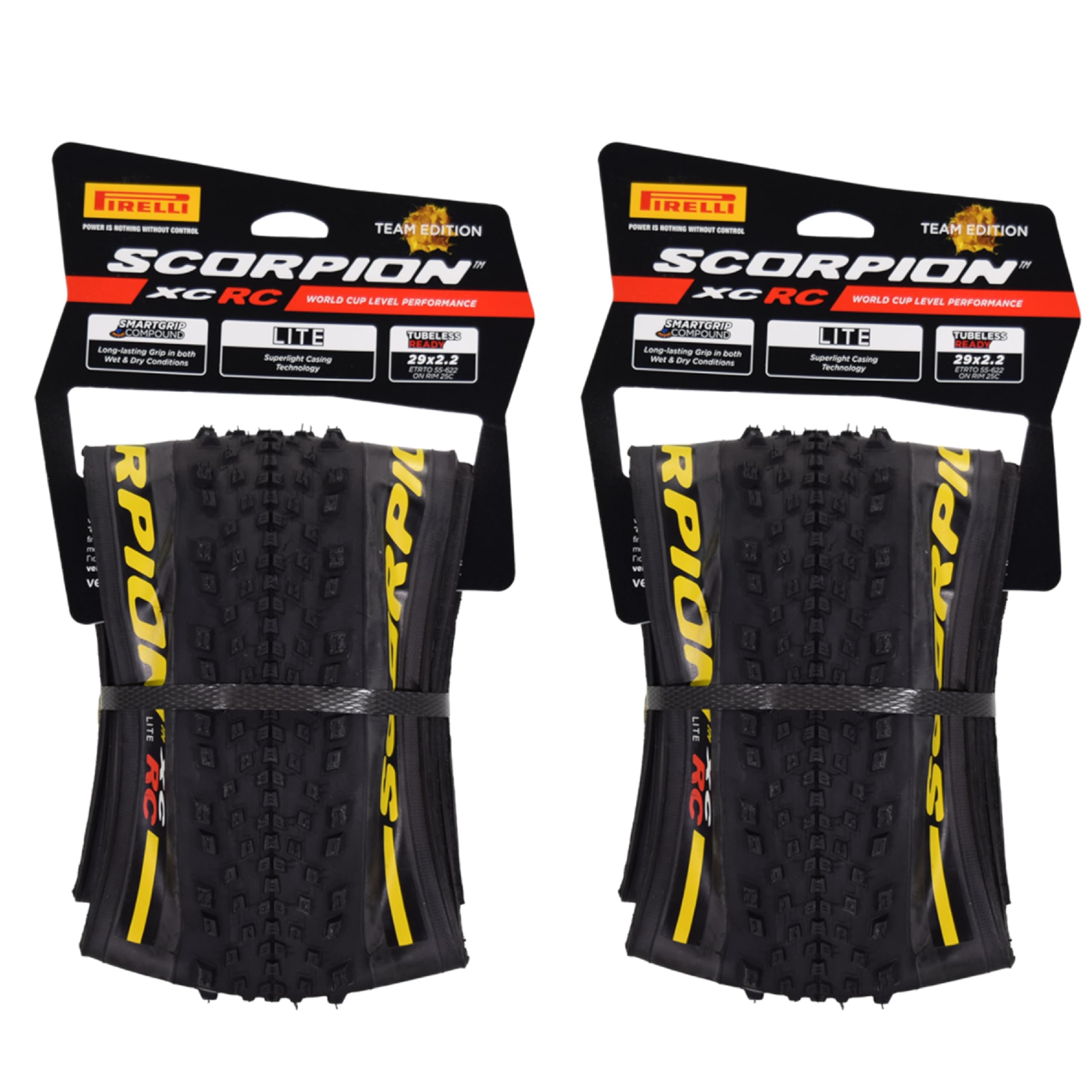 Pirelli Scorpion XC RC Yellow Label (29 x 2.2) Peak Performance for Demanding XC Racing SmartGRIP Compound ProWALL Technology Versatile Tread Design