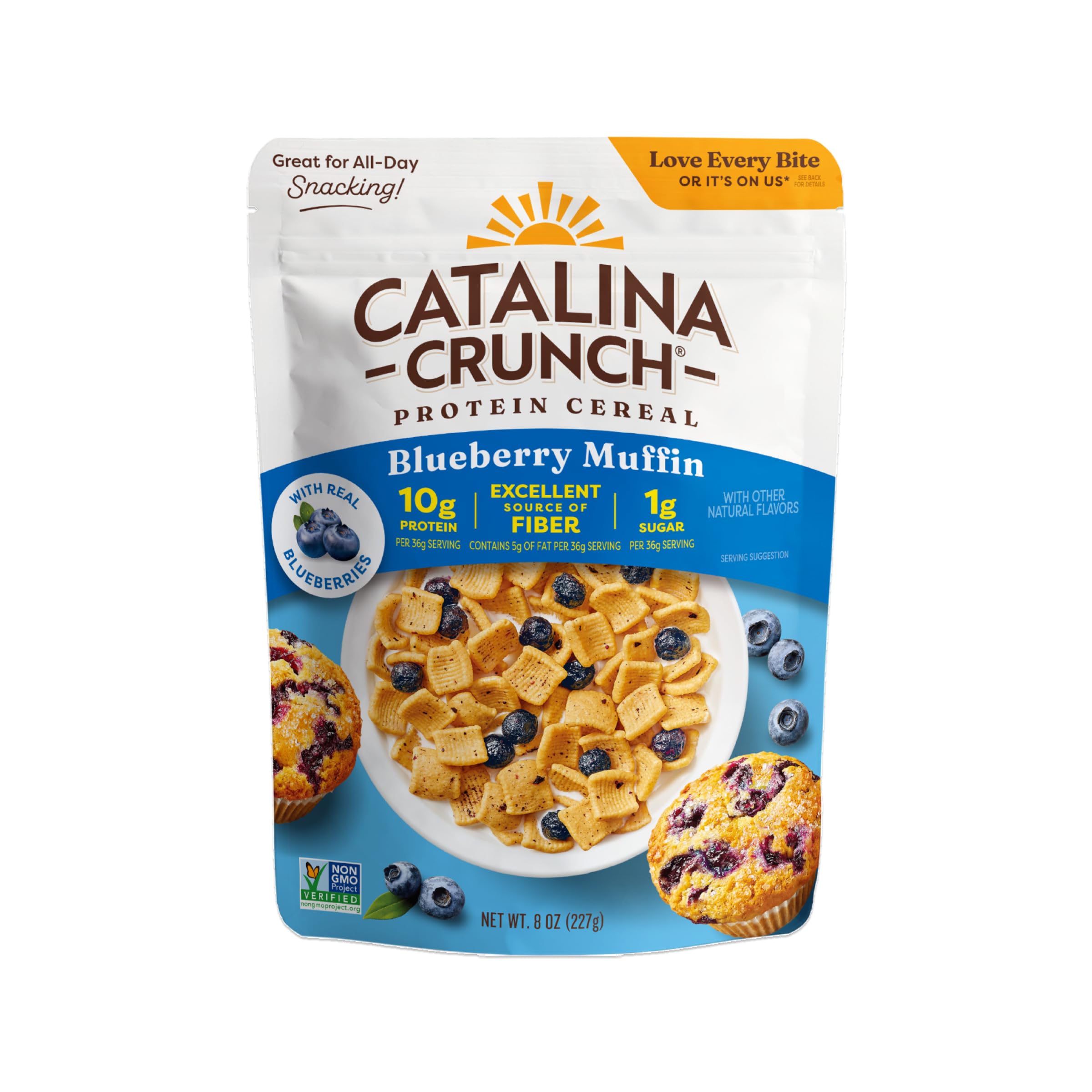Catalina Crunch Couplage à la myrtille Muffin Muesli - Faible teneur en glucides, sans gluten - Encas kéto, végétaliens, protéines végétales - Céréales protéinées pour le petit-​déjeuner - Aliments