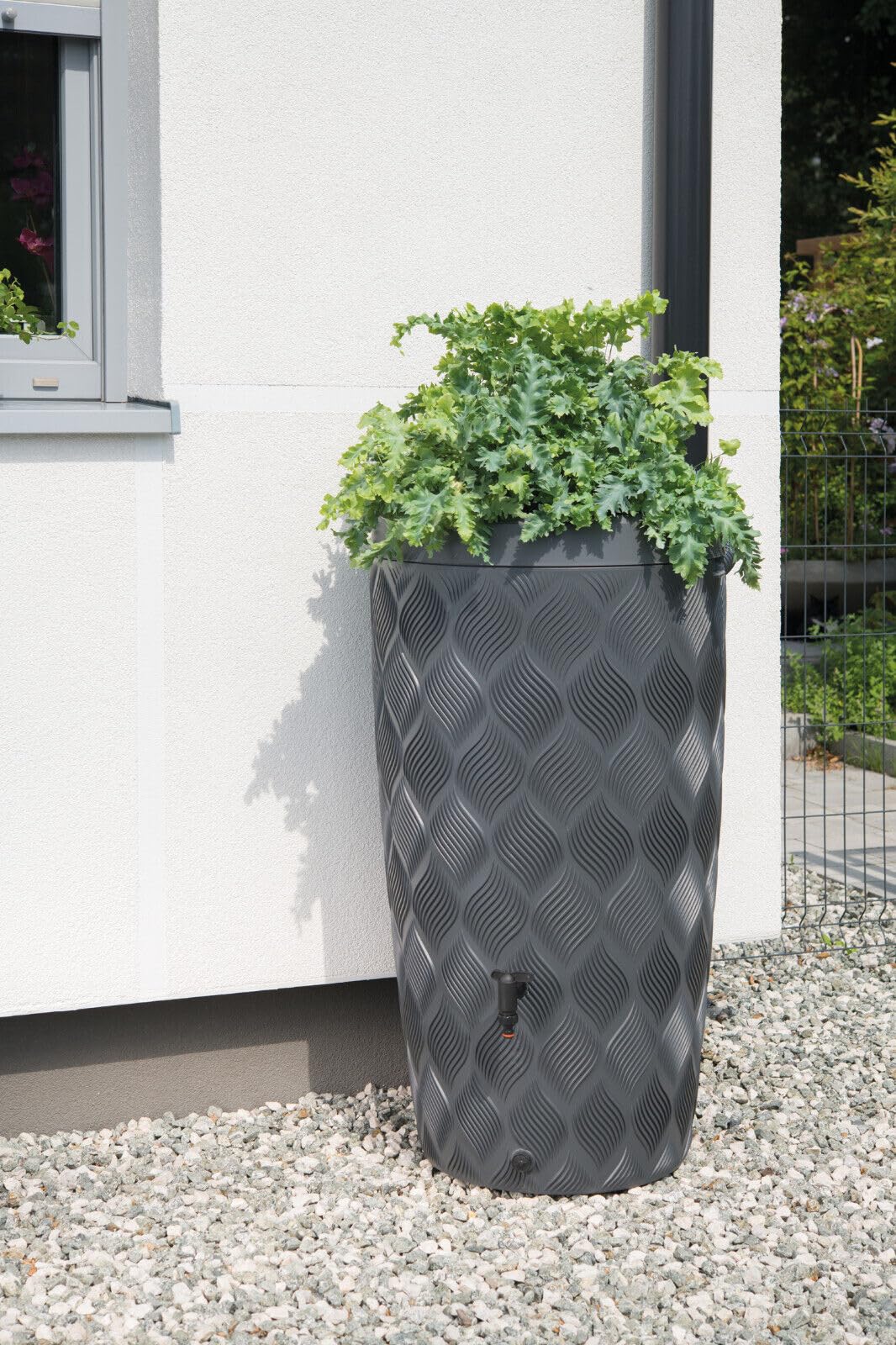 Regenwassertank 240 L Regentonne Wasserbehälter in 3 Farben mit Wasserhahn Set (Weiß 240L)