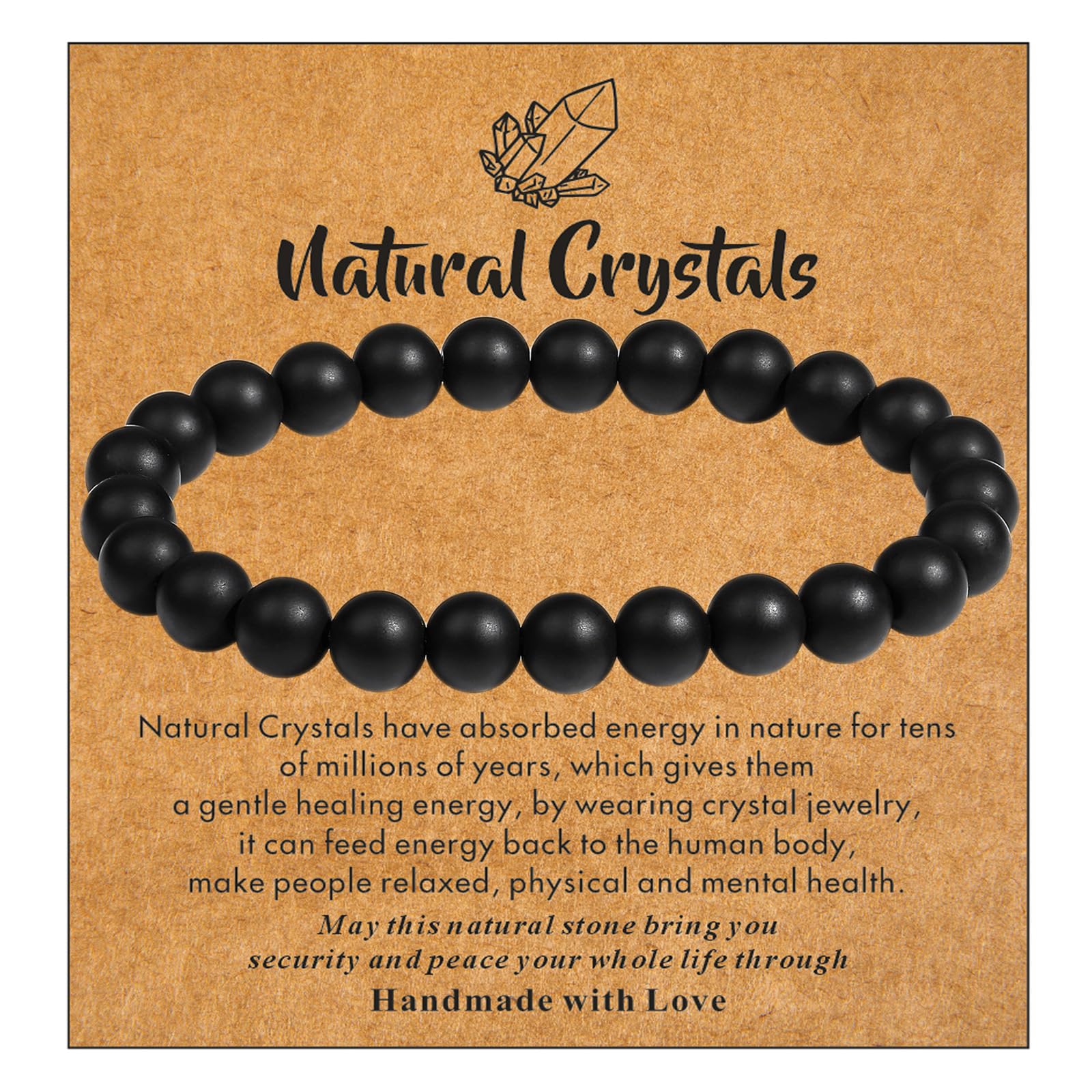 MAIBAOTA Healing Crystal Bracelet for Women Men, 8/4 mm Natural Stone Beaded Bracelets, Jewelry Birthday Gifts, Round Gemstones Stretch Bracelets