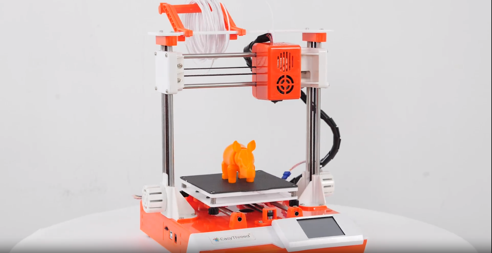 Watch Easythreed K6 FDM 3D printer without heated bed orange white