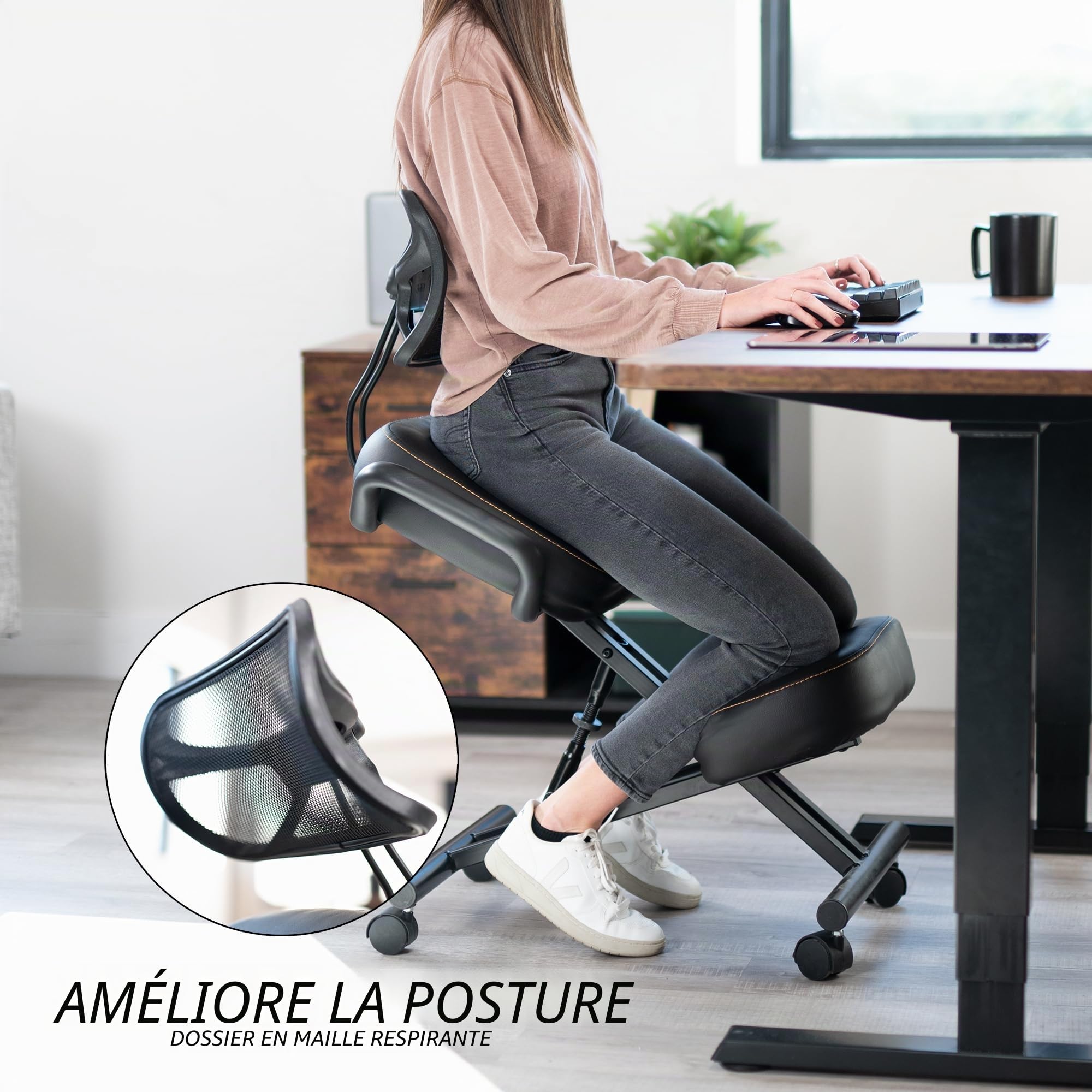 Fauteuil à genoux VIVO DRAGONN DN-CH, métal, noir, taille unique