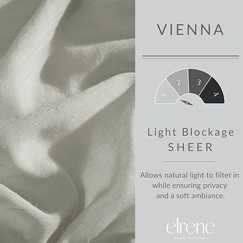 Miniatura 3 de Elrene Home Fashions Vienna - Cortina transparente con lazo para ventana, 52 x 95 pulgadas (1 panel), gris claro