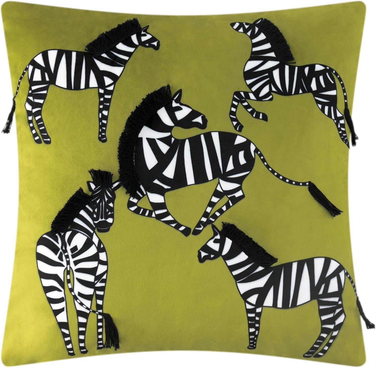 KINGROSE Printing Zebra Throw Pillow Cover Decorative Pillow Case Long Black Tail for Living Room Bed Sofa Home 18 x 18 Inches Green