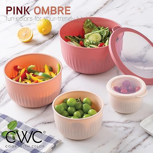 Miniatura 2 de COOK WITH COLOR Tazones de preparación con tapas, juego de cuencos pequeños de plástico anidables anchos y profundos con tapas, juego de 12 piezas,