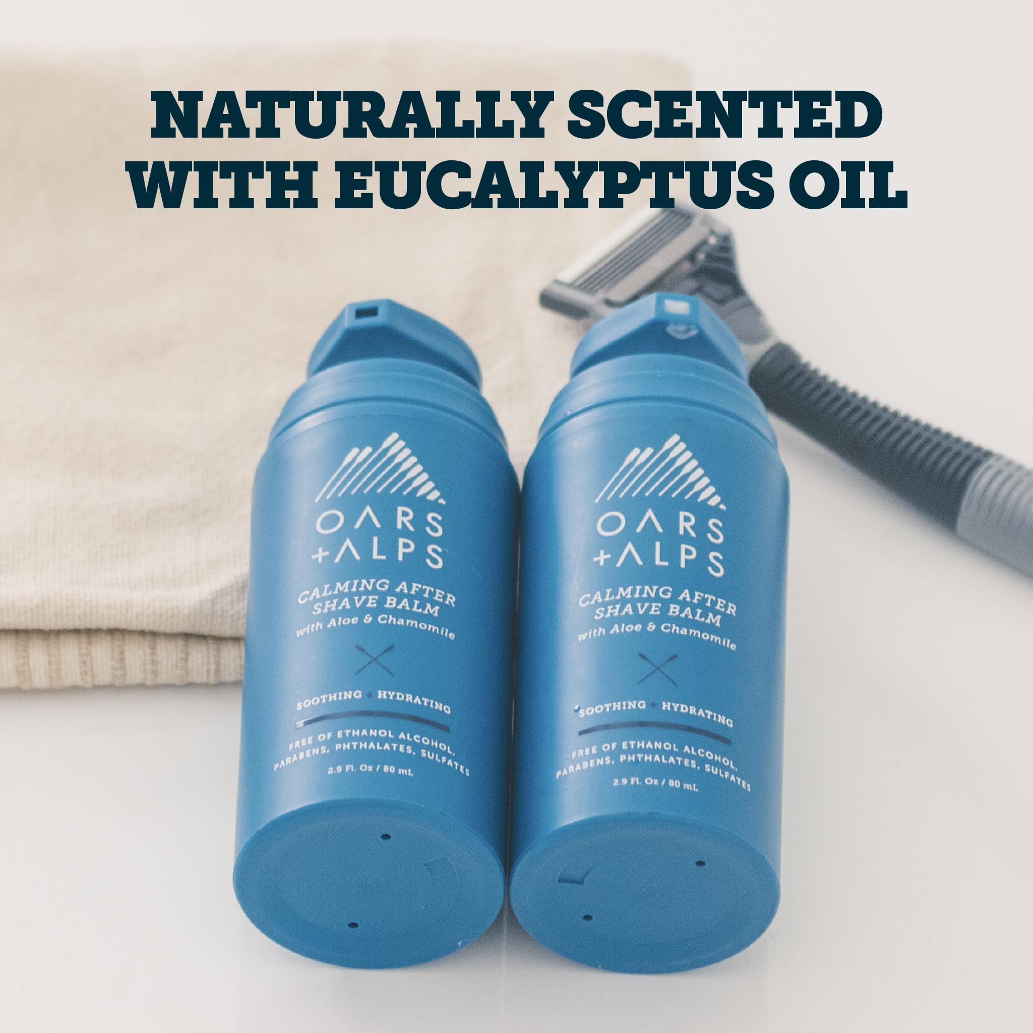 Oars + Alps Calming After Shave Balm and Lotion for Men, Dermatologist Tested and Infused with Aloe and Chamomile, TSA Friendly, 2.9 Fl Oz