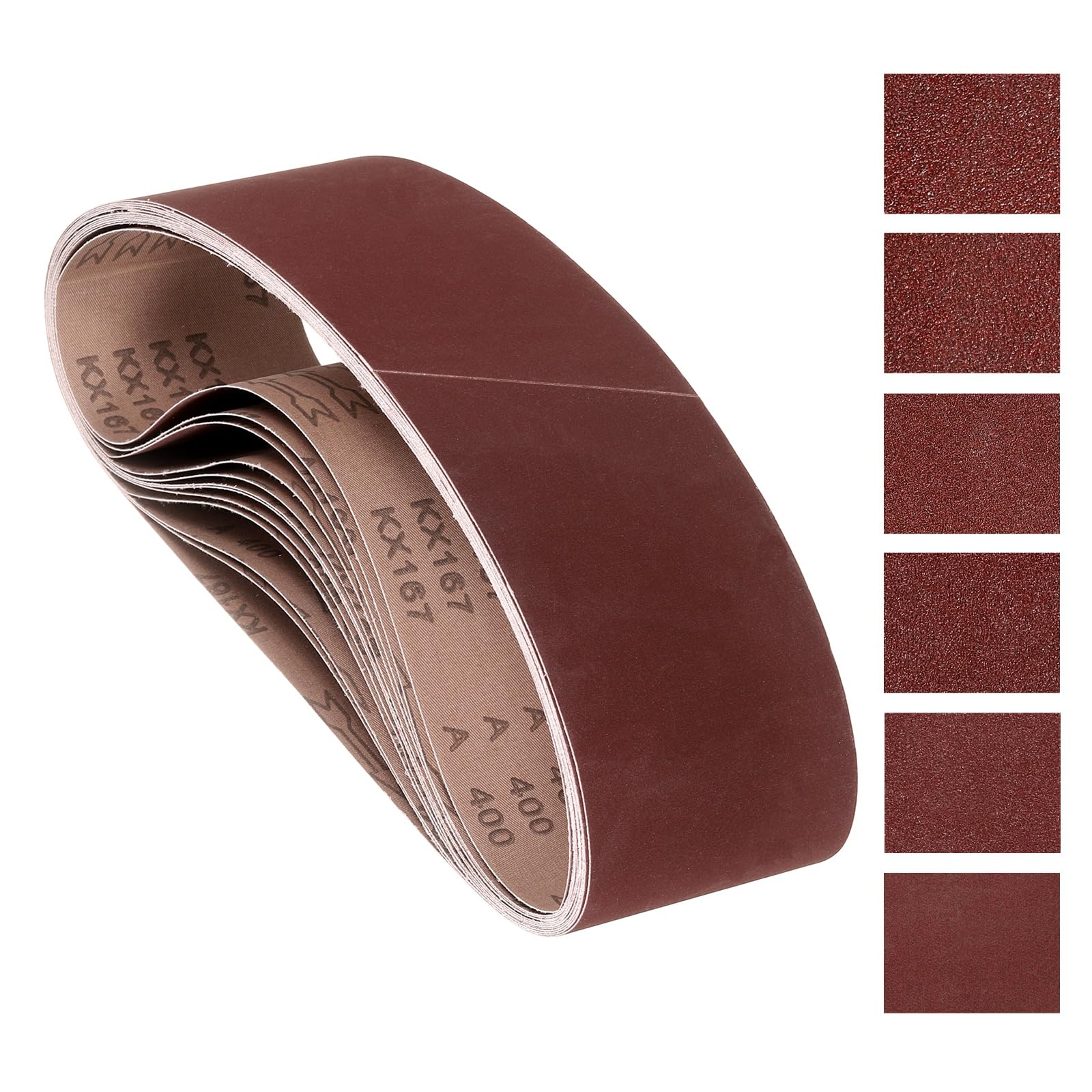 Kozelo 12Pcs Sanding Belts 100mm x 915mm 60/80/120/150/240/400 Grit Aluminum Oxide Abrasive Sandpaper for Belt Sander Metal Grinding Wood Working Weld Rust Removal