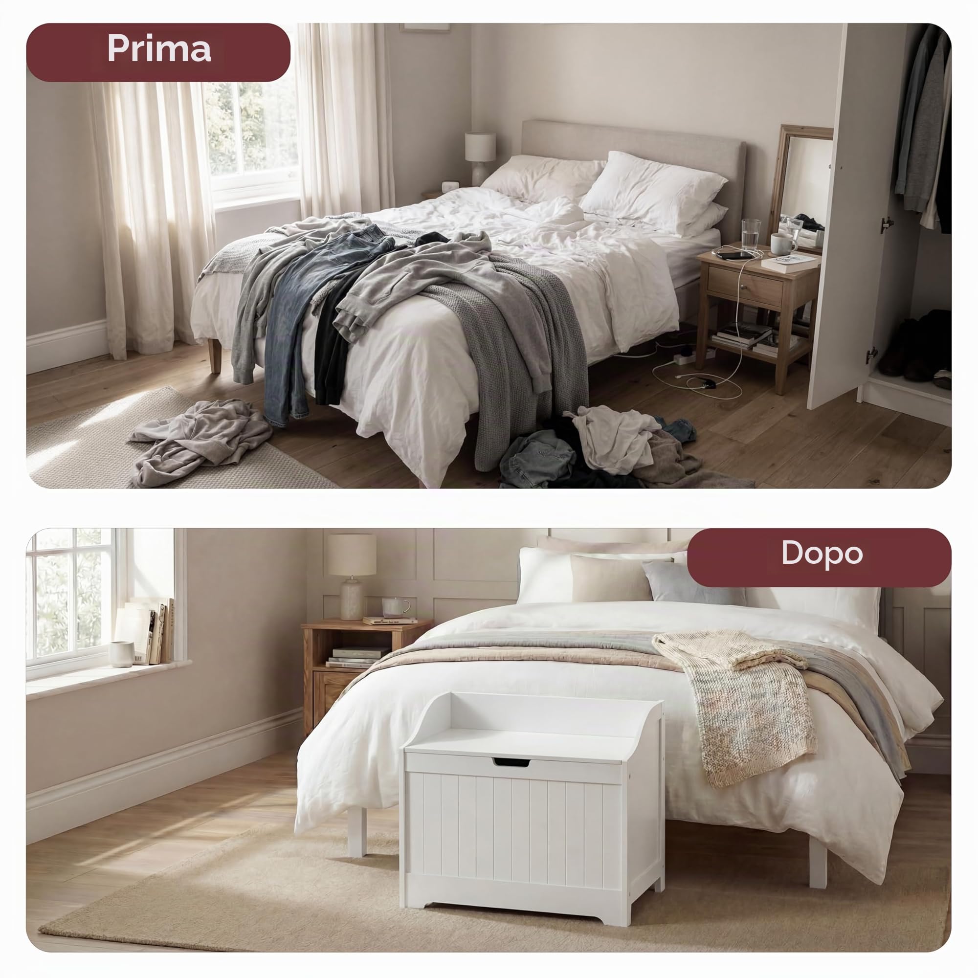 Home Discount Priano Armadio Bagno, armadietto cassettiera pattumiera in Legno per Biancheria, Bianco