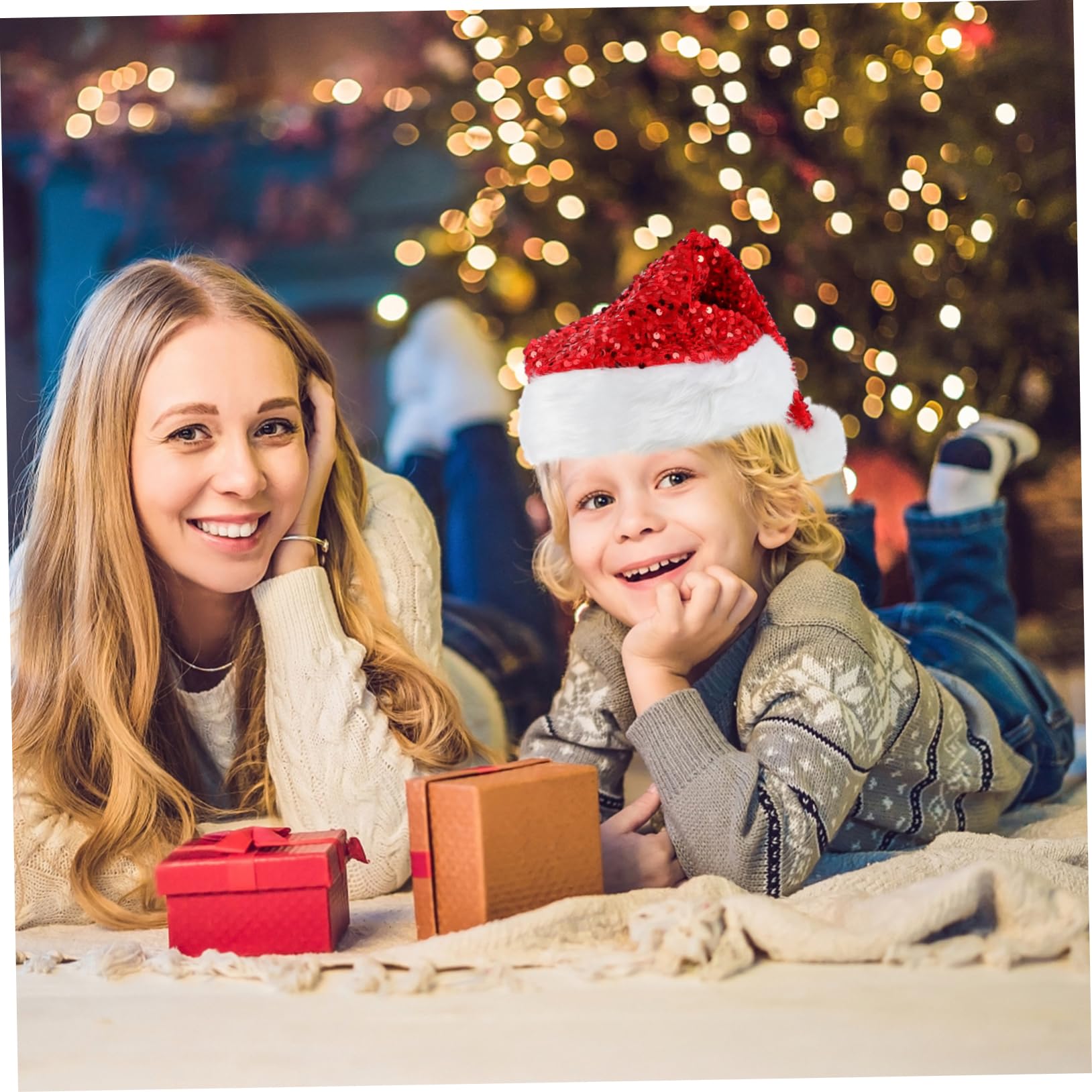 ABOOFAN 3stücke Weihnachtlicher Plüsch Weihnachtsmann Hut Mit Pailletten Rote Nikolausmütze Für Erwachsene Für Festlichkeiten Und Partys Bequem Und Warm Als