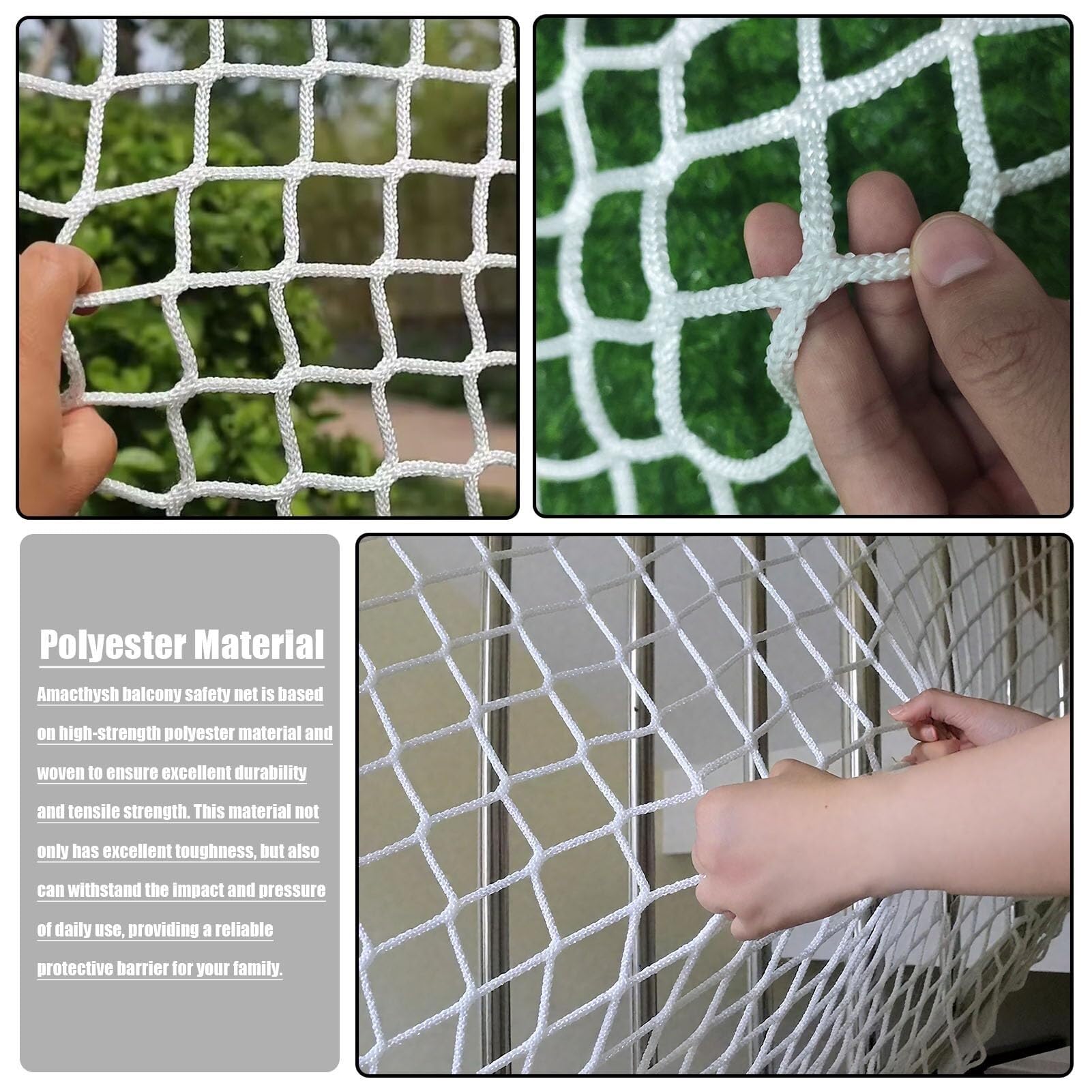 Red de seguridad infantil para balcón y mascotas, red de seguridad para escaleras, parque infantil, red deportiva blanca (1 x 2 m) - Protección para niños y animales