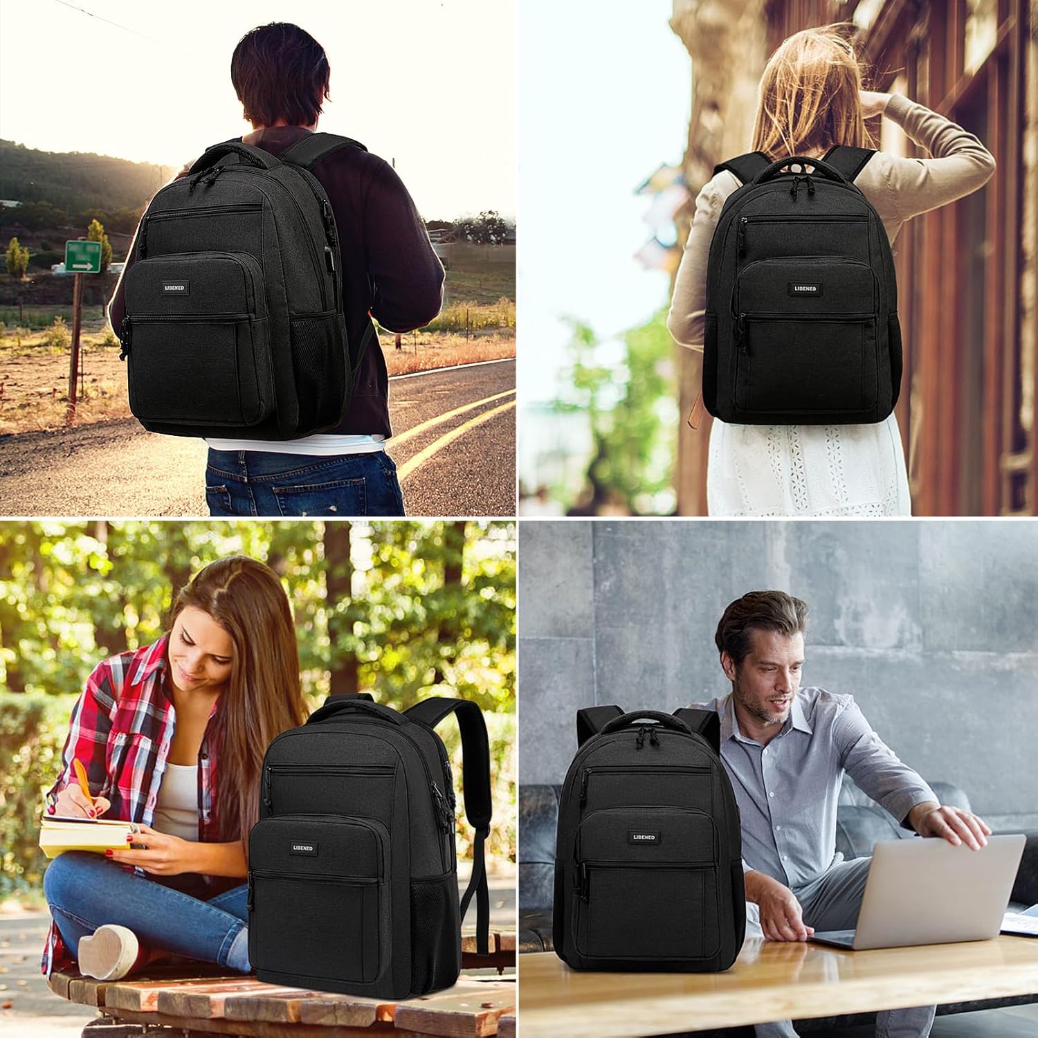 Backpack for Men Women, Large School Backpack, Sturdy Travel Laptop Backpack with USB Charging Port Fits 17.3 inch Notebook, Water Resistant College Backpack for Travel Business - Image 7