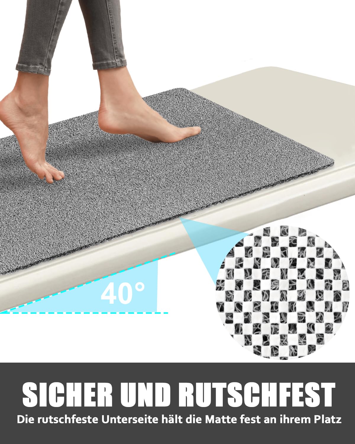 Duschmatte rutschfest 80 x100 cm - Extra Groß Sicherheits Badewannenmatte mit Ablauflöchern, Weich Komfort PVC-Luffa Massage Antirutschmatte für Dusche, Schnell trocknend
