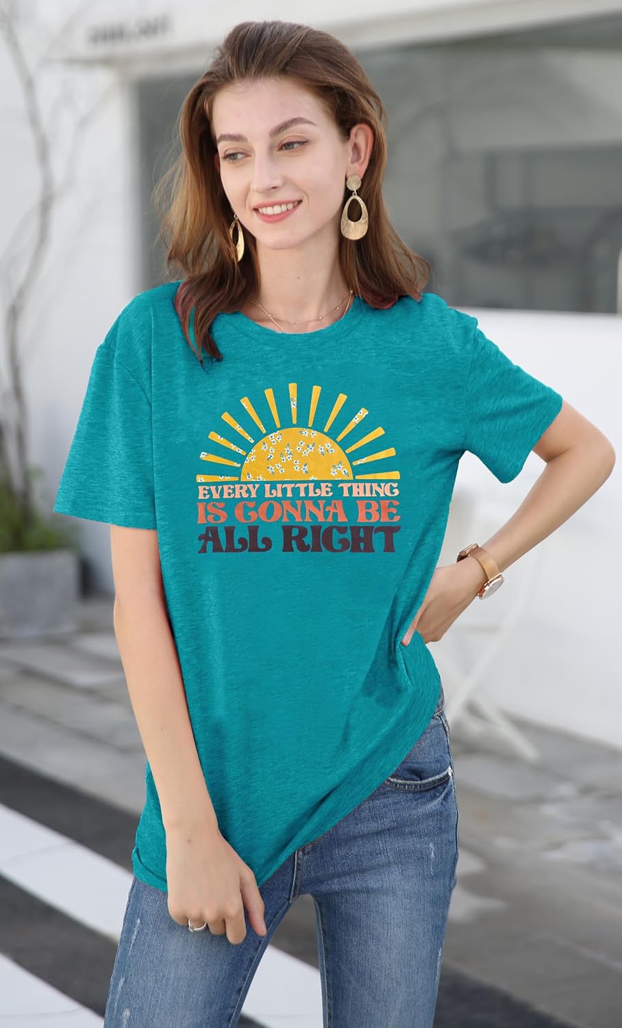 Every Little Thing is Gonna Be Alright Shirt Women Country Music Tshirt Hippie Gift Shirt Vintage Graphic Tees Top - Image 2