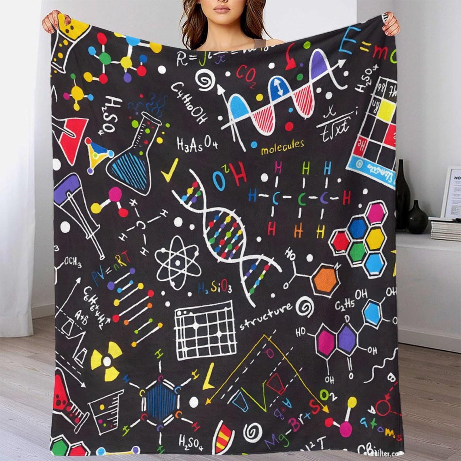 Coperta 3D Stampa Formula Scientifica Microfibra Arredo Casa Plaid Matematica Chimica per Divano Letto Adulti Giovani 80×90(200x230cm)