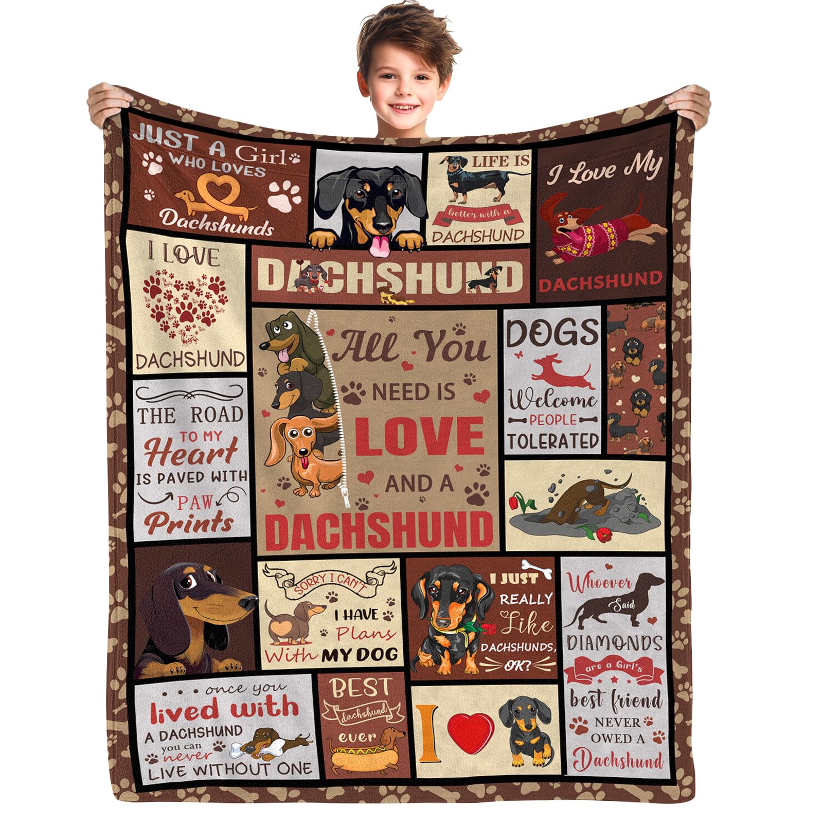 Yasrlvun Dachshund Gifts for Women Men 50x60 Inch Dachshund Throw Blanket for Sausage Dog Lovers Christmas Thanksgiving Sausage Dog Presents