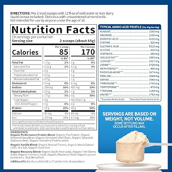 Garden of Life Sport Organic Vegan Protein Powder, Vanilla Flavor, 30g Plant-Based Protein with Probiotics for Digestive Health, Immune Support and Muscle Recovery, 19 Servings