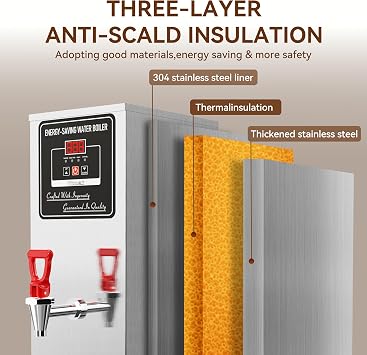 2000W Commercial Hot Water Dispenser Countertop, 25L(6.6Gal) /H Energy-Saving Stainless Steel Water Boiler with 32F-212F Temperature Control for Boba Tea Office Restaurant Hotel, Silver