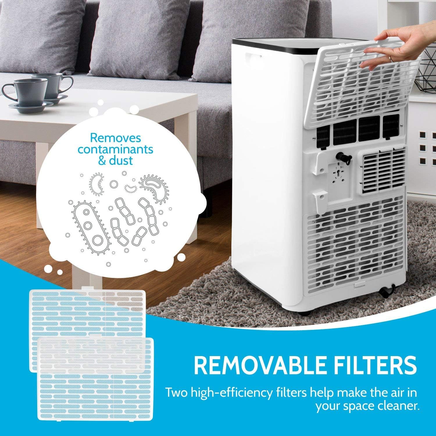 Rollibot ROLLICOOL Portable Air Conditioner w/App & Alexa Voice Control | Wi-Fi Enabled Portable AC & Dehumidifier | Quiet Operation, Easy Installation (10,000 BTU, Beige)