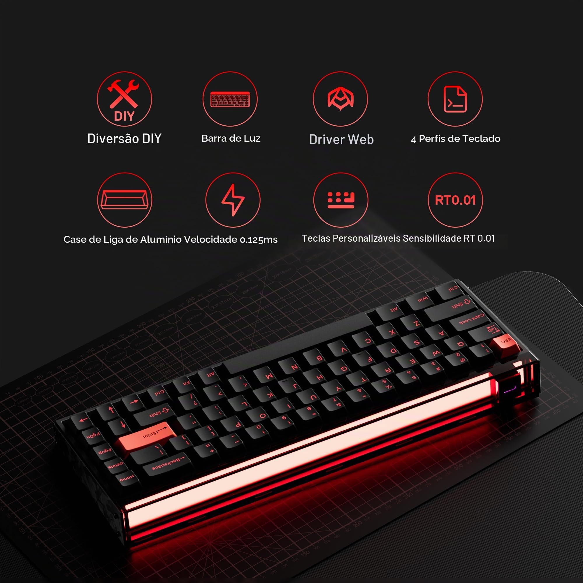 MelGeek Teclado Magnético Para Jogos Made68 Ultra Hall Effect
