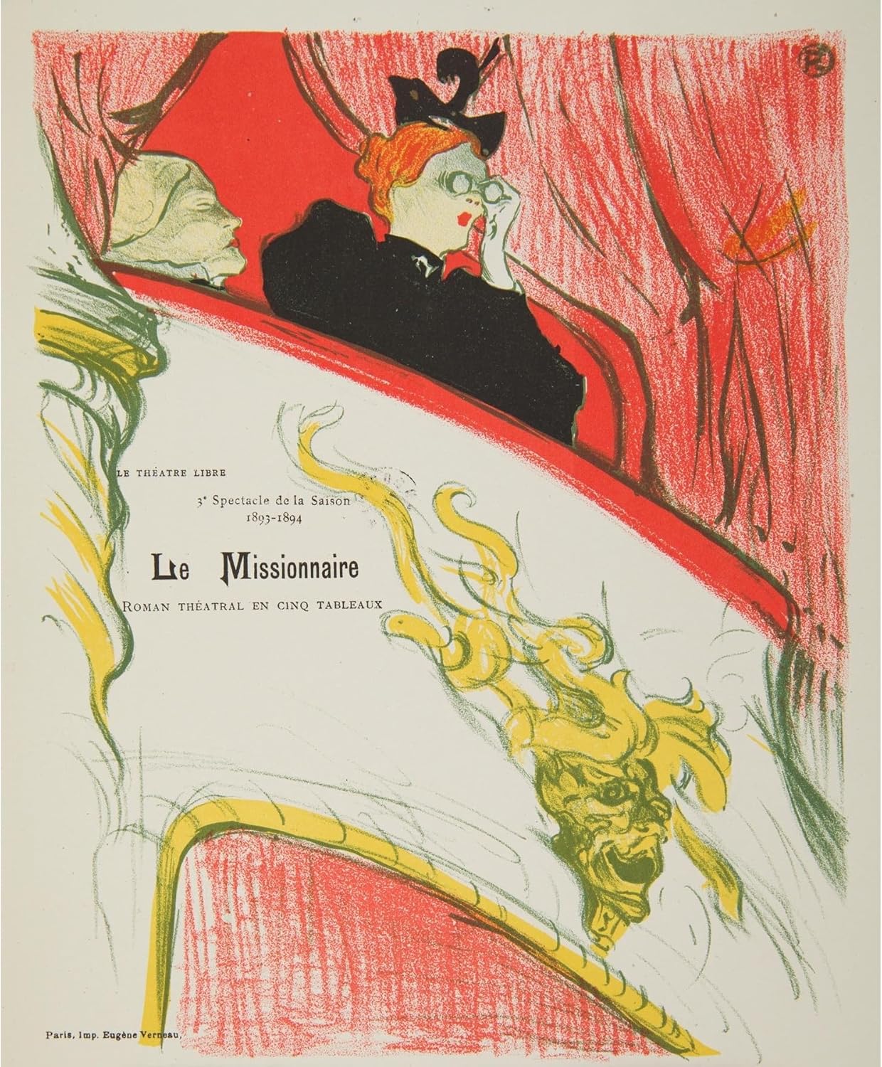 ArtDirect The Missionary (1897) Unframed Art Print Giclee Poster by Henri de Toulouse-Lautrec - Ready for Framing with Customization Sizes 8x10, 11x13, 16x19, 24x29, 36x44 and 48x58 inches