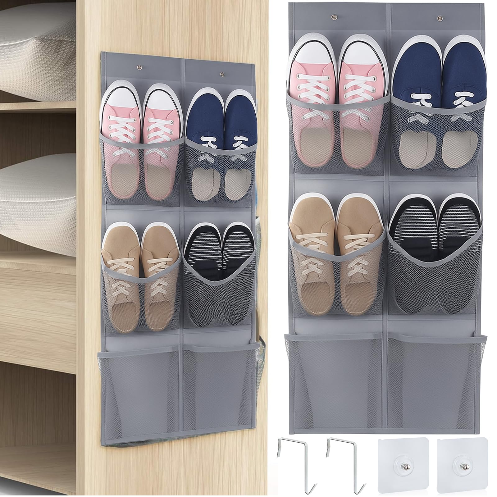 Scarpiera nera da appendere sopra la porta, con 24 grandi tasche in rete per camera da letto e bagno | Leroy Merlin
