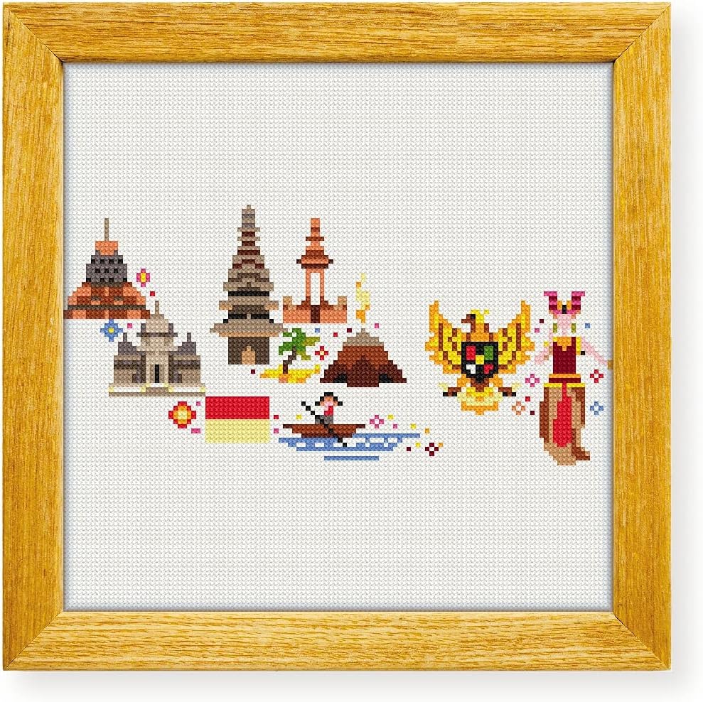 Awesome Pattern Studio Indonesia in Icons DS847, Diamond Painting Kit, Diamond Art Kits for Adults, Full Drill 5D Diamond Dots Kits. All Items Included.