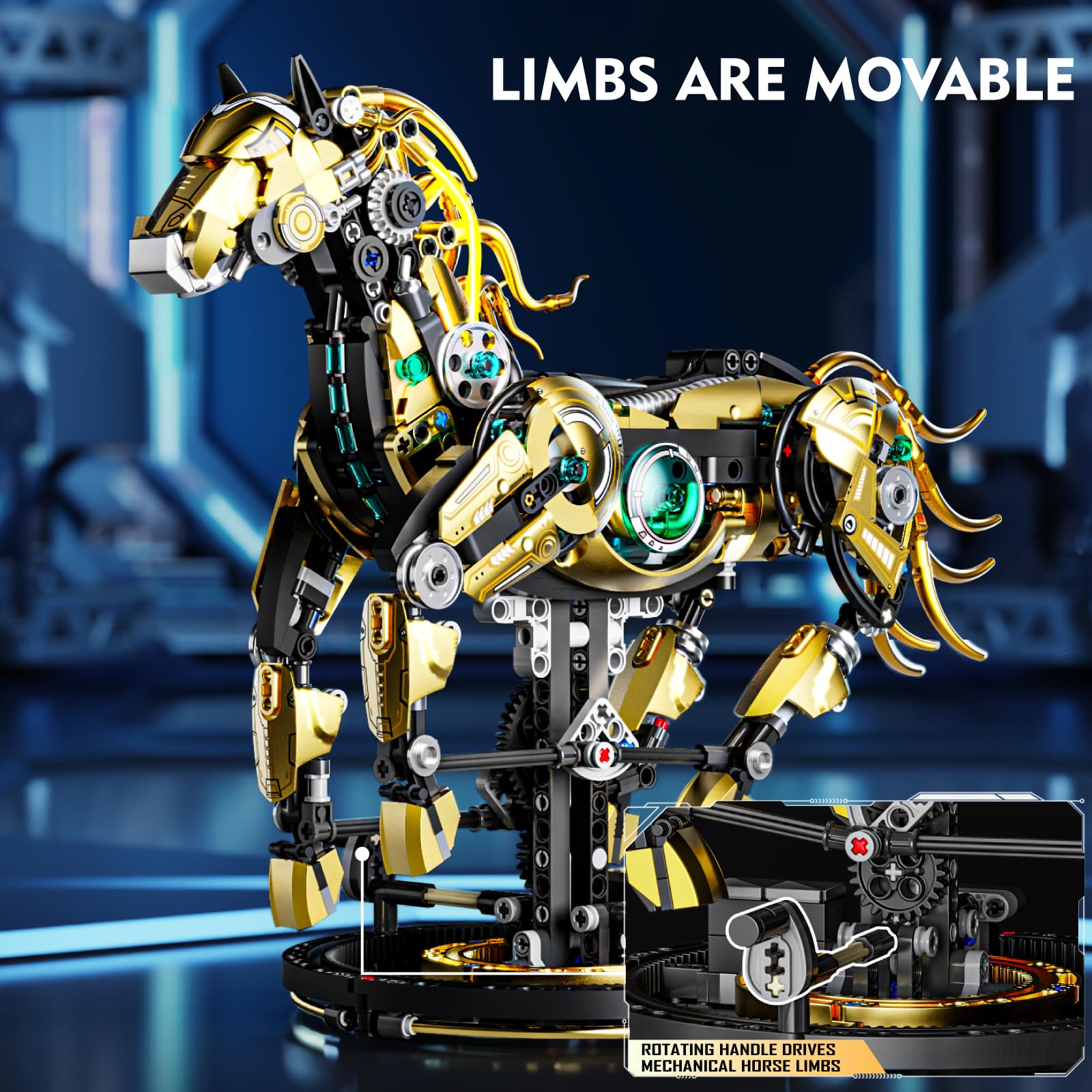 Ideas - Set meccanico per costruzione di cavalli con luce, set da collezione per adulti, compatibile con animali Lego, modello di costruzione ed esposizione autenticamente dettagliato per la casa o