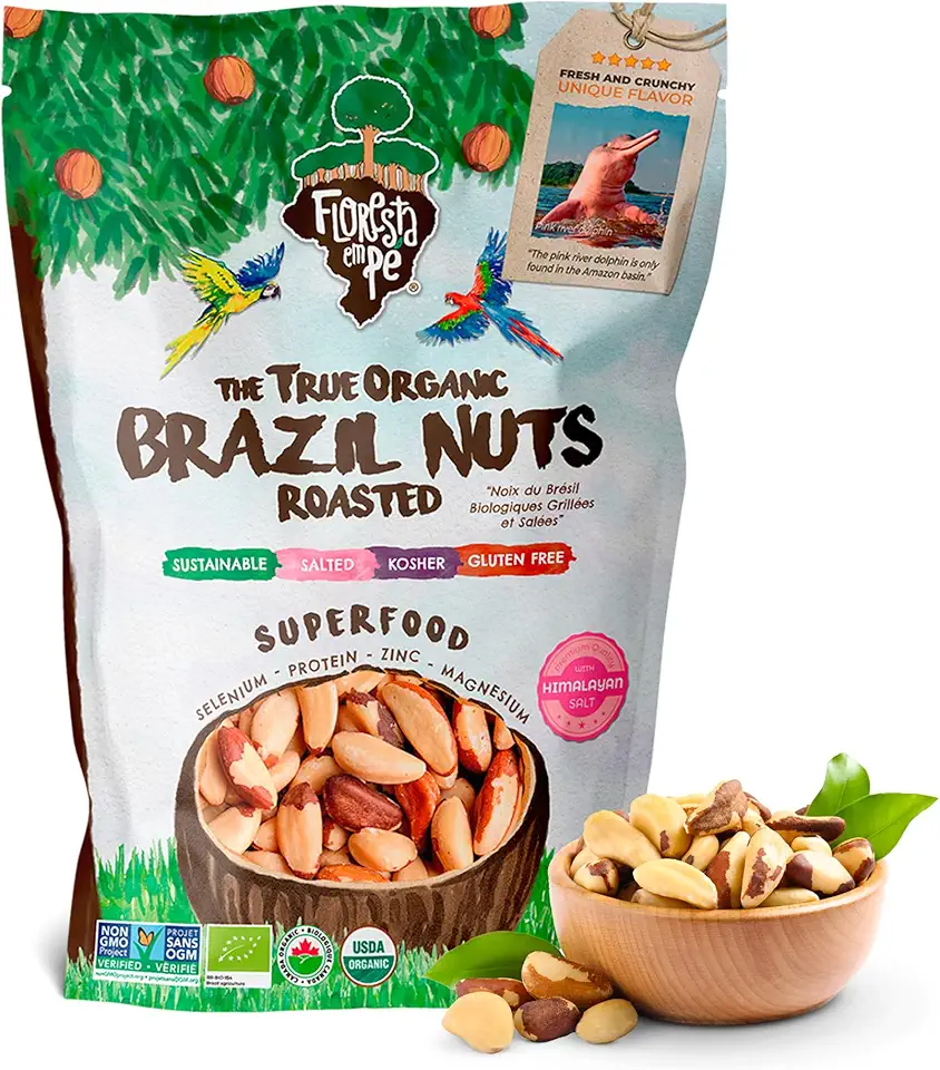 Castanha-do-Pará Torrada com Sal Rosa do Himalaia 500g – Fonte de Proteína Vegetal e Selênio – Vegana, Kosher, Sem Glúten, Sem Conservantes – Floresta em Pé