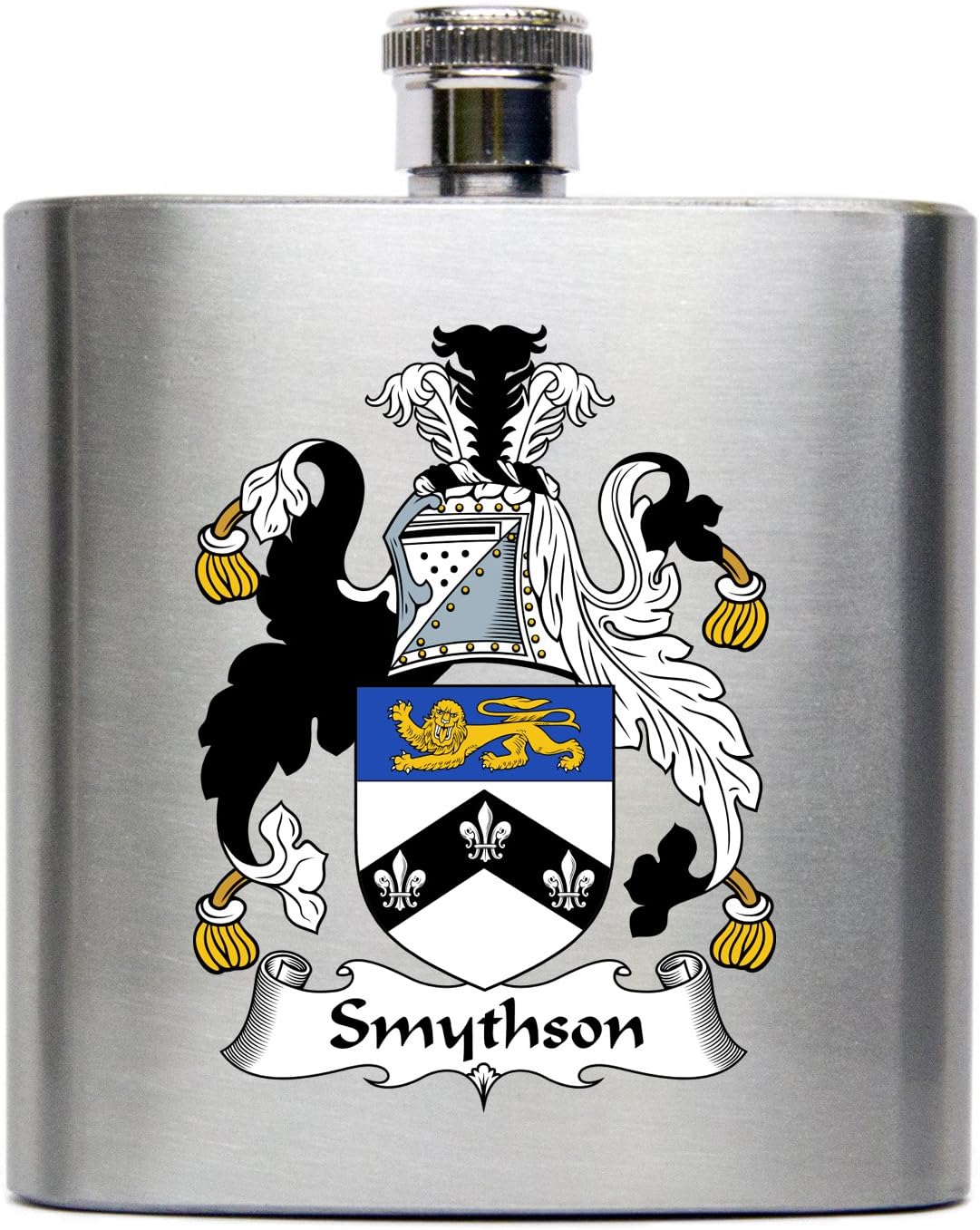 Smythson Family Crest British Coat of Arms Click America 6 oz. Stainless Steel Flask