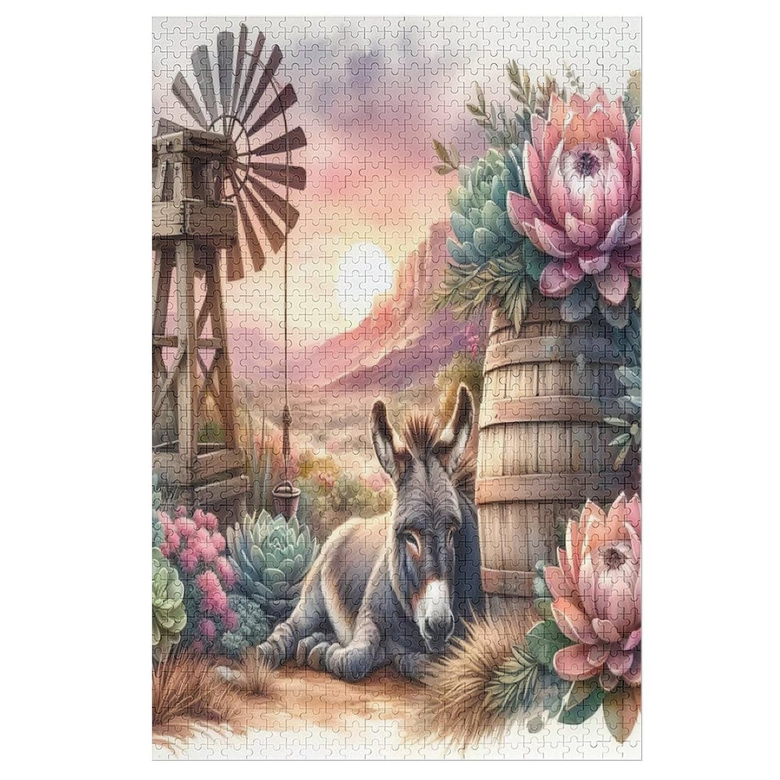 Esel 2000 Teile Papierpuzzle,einzigartiges Puzzle, Geschenk Für Erwachsene,Familienspiel,Herausforderungsaktivität,70x100cm