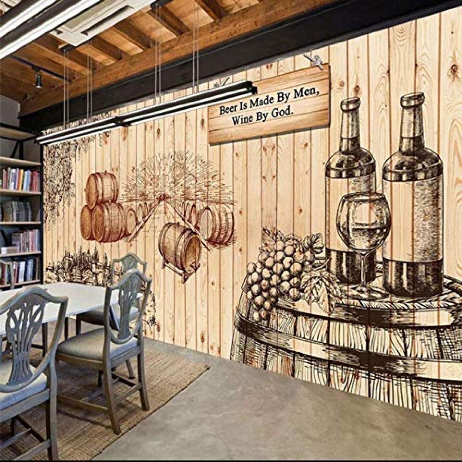 Papier peint 3D rétro vin déco intérieur pour séjour chambre et cuisine