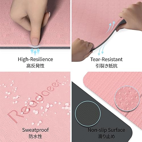 Miniatura 2 de Readaeer Foldable Yoga Mat for Travel Folding Yoga Mat 6mm Thick with Carrying Bag, Non-Slip TPE Exercise Pilates Mat for 72" L x 24" W x 0.24 Inch