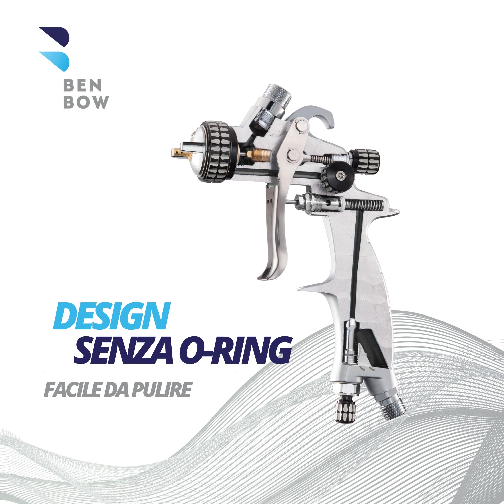 BenBow Pistola a spruzzo PK60 Mini, Ugello da 1,2 mm, Qualità professionale, Pistola a spruzzo per verniciatura, Verniciatura di piccole aree e dettagli precisi