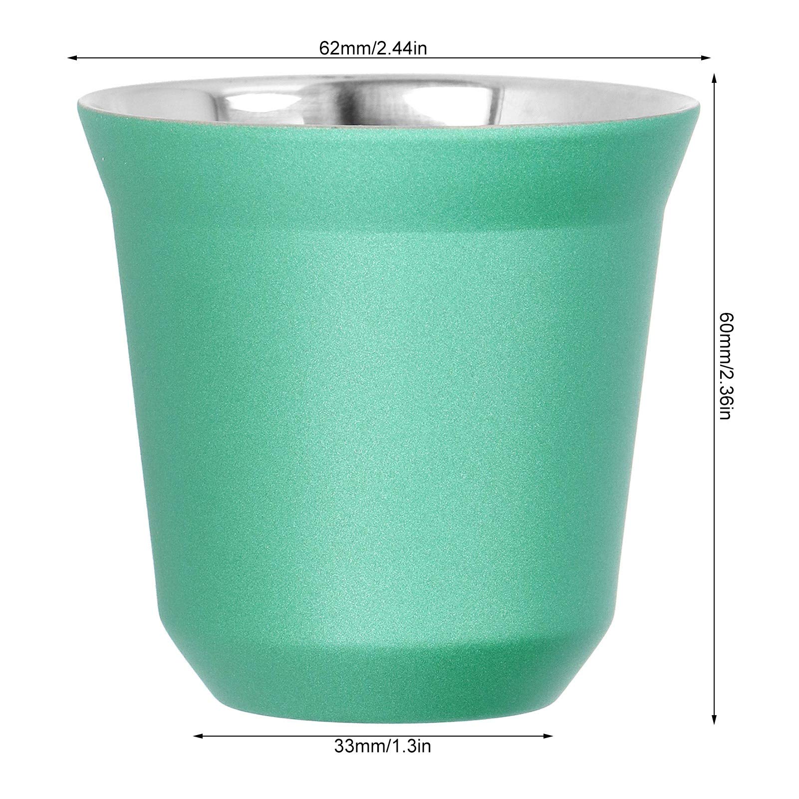 Kaffeetasse aus Edelstahl 304, 80 ml, doppelwandiger Isolierbecher (Green)