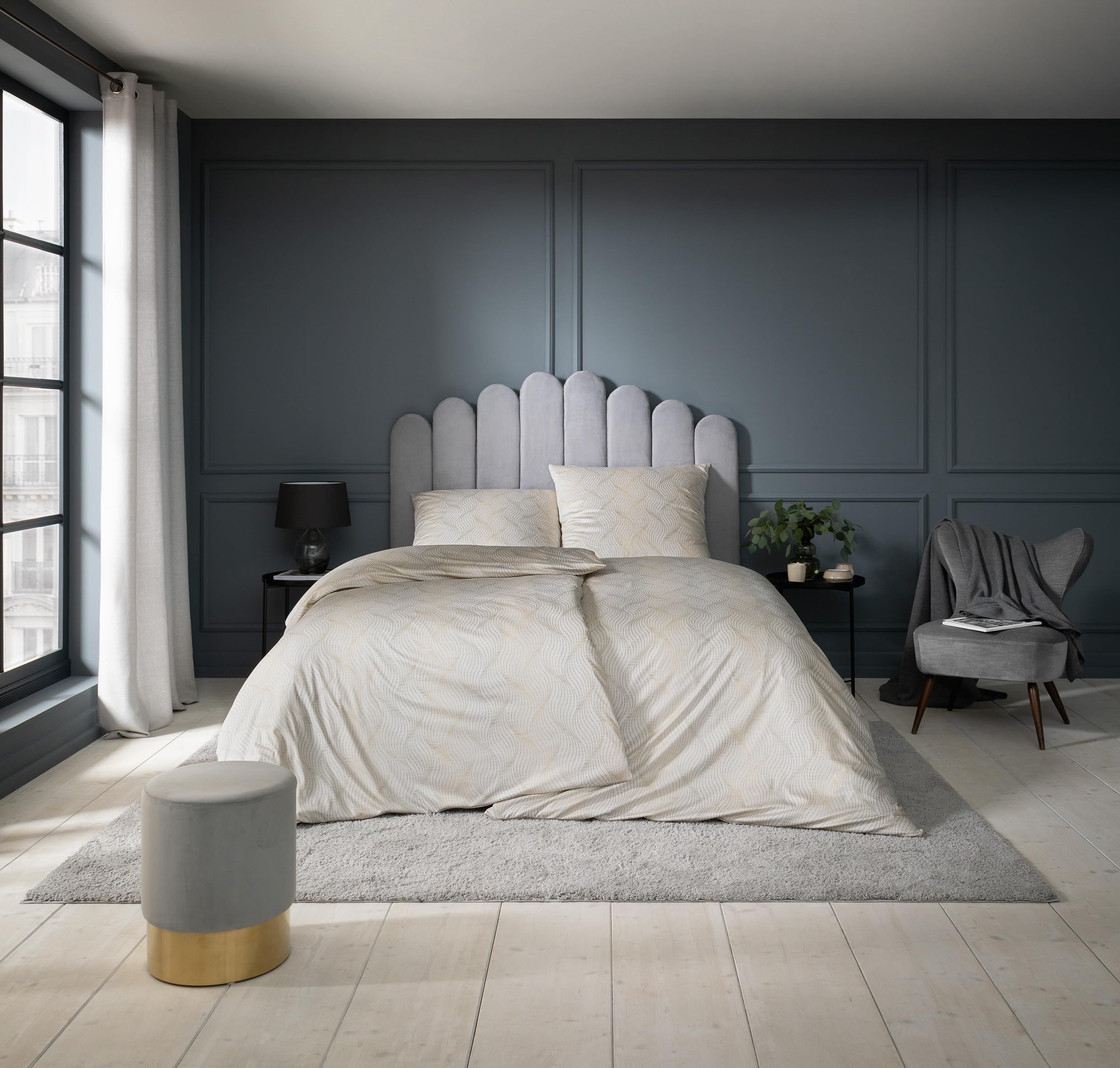ESTELLA Jersey Bettwäsche Set, 135x200 cm + 80x80 cm, Juri Beige | 100% Baumwolle, trocknerfest, bügelfrei, Mako Interlock Jersey, Deutsche Markenqualität, Designer Bezüge