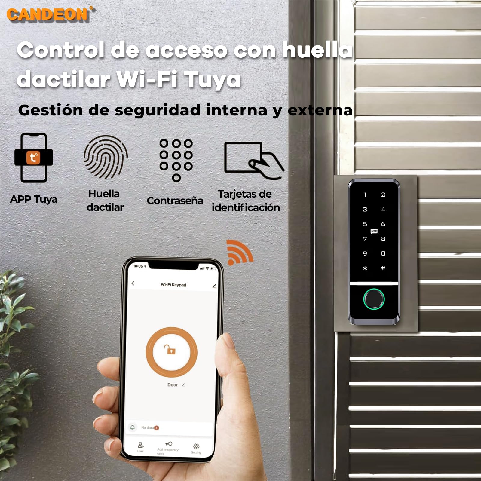 Teclado De Control De Acceso WiFi, Sistema De Control De Acceso A Puerta Aplicación De Teléfono Móvil Control Remoto Bloqueo De Teclado De Puerta Teclado con Contraseña De Huella Digital para Entrada