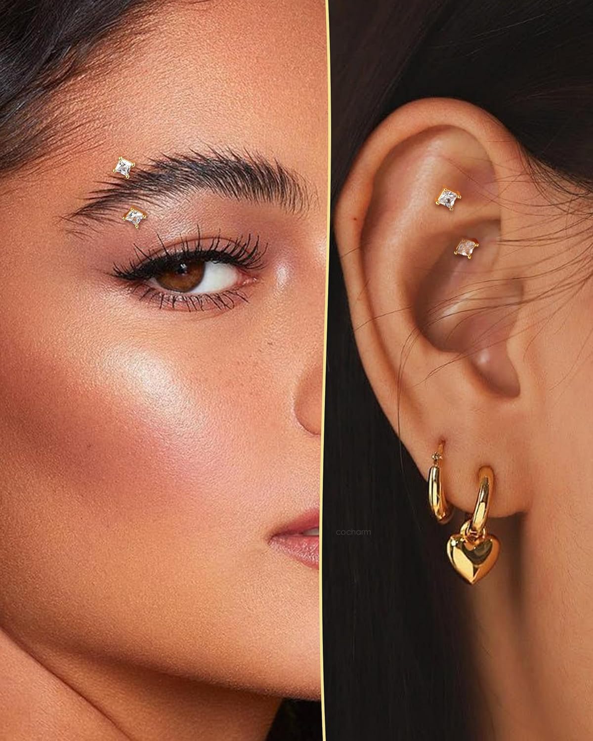 COCHARM Minimalist Rook Earrings 16G Rook Piercing Jewelry Stainless Steel Eyebrow Rings for Women Men Dainty Lobe Earrings 6/8MM - Image 2