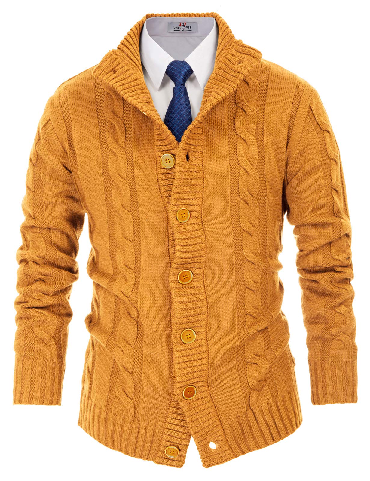 Knit Cardigan Mustard Color Sweater Mens Men's Cardigan