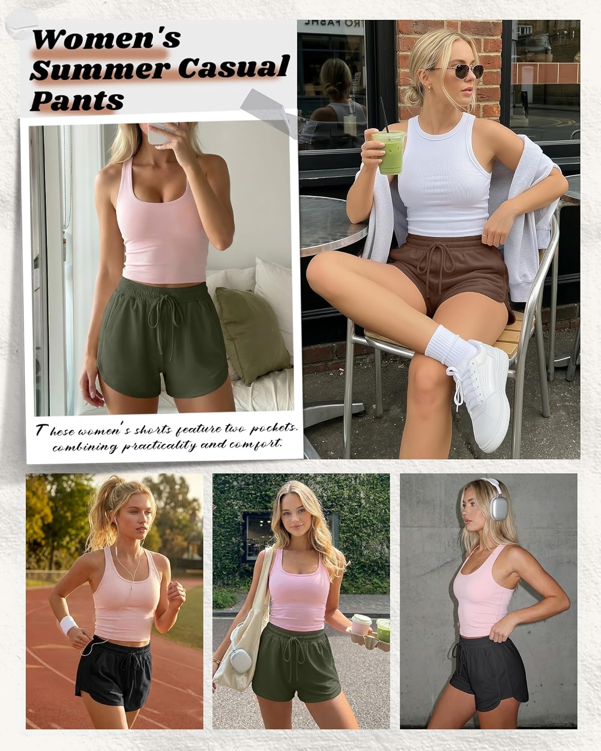 Neer 4 Pack Women's Sweat Shorts Athletic Casual Workout Shorts Loose Drawstring Summer Gym Lounge Sweatpants with Pocket