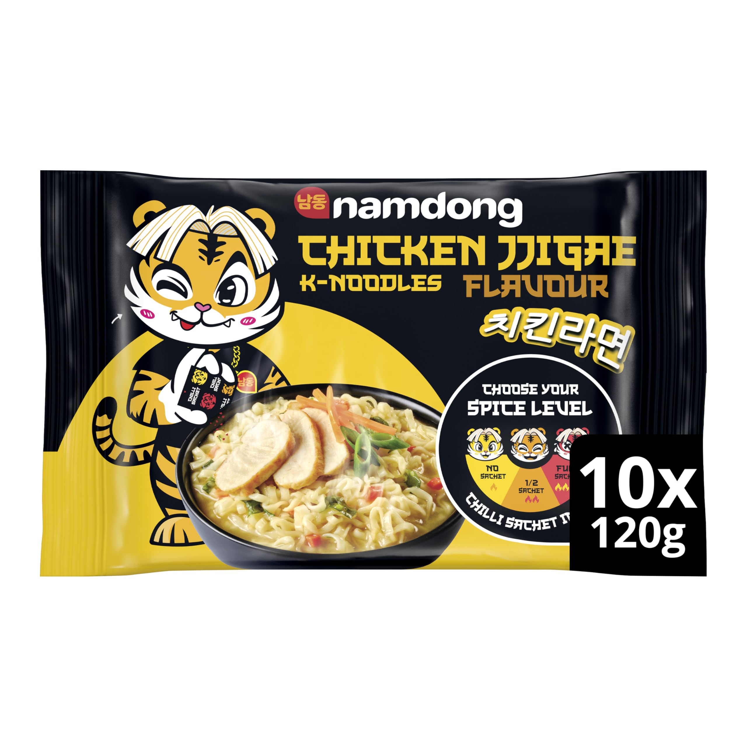 Namdong Chicken Jjigae Noodle Block Korean-style instant noodles with a sachet of chilli mix 10x 120 g