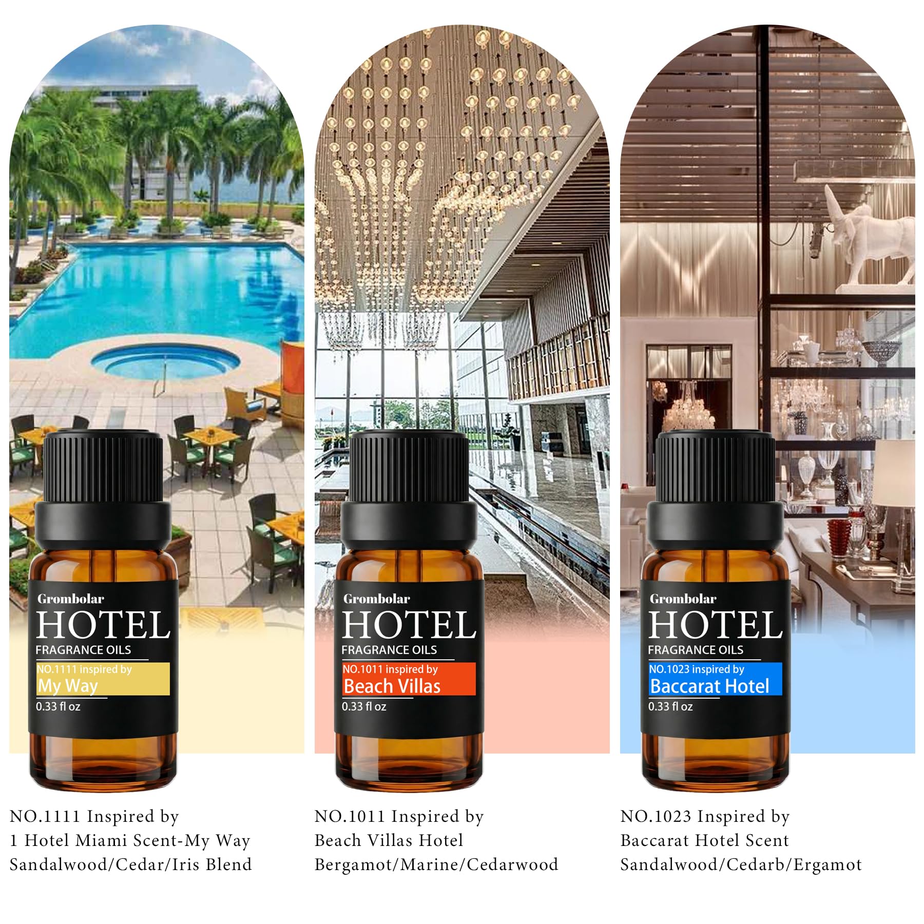 Juego de aceites esenciales, colección de hotel, juego de regalo de aceite esencial de alta calidad para difusores, cuidado del hogar, fragancias, humidificadores (set de 6 piezas)