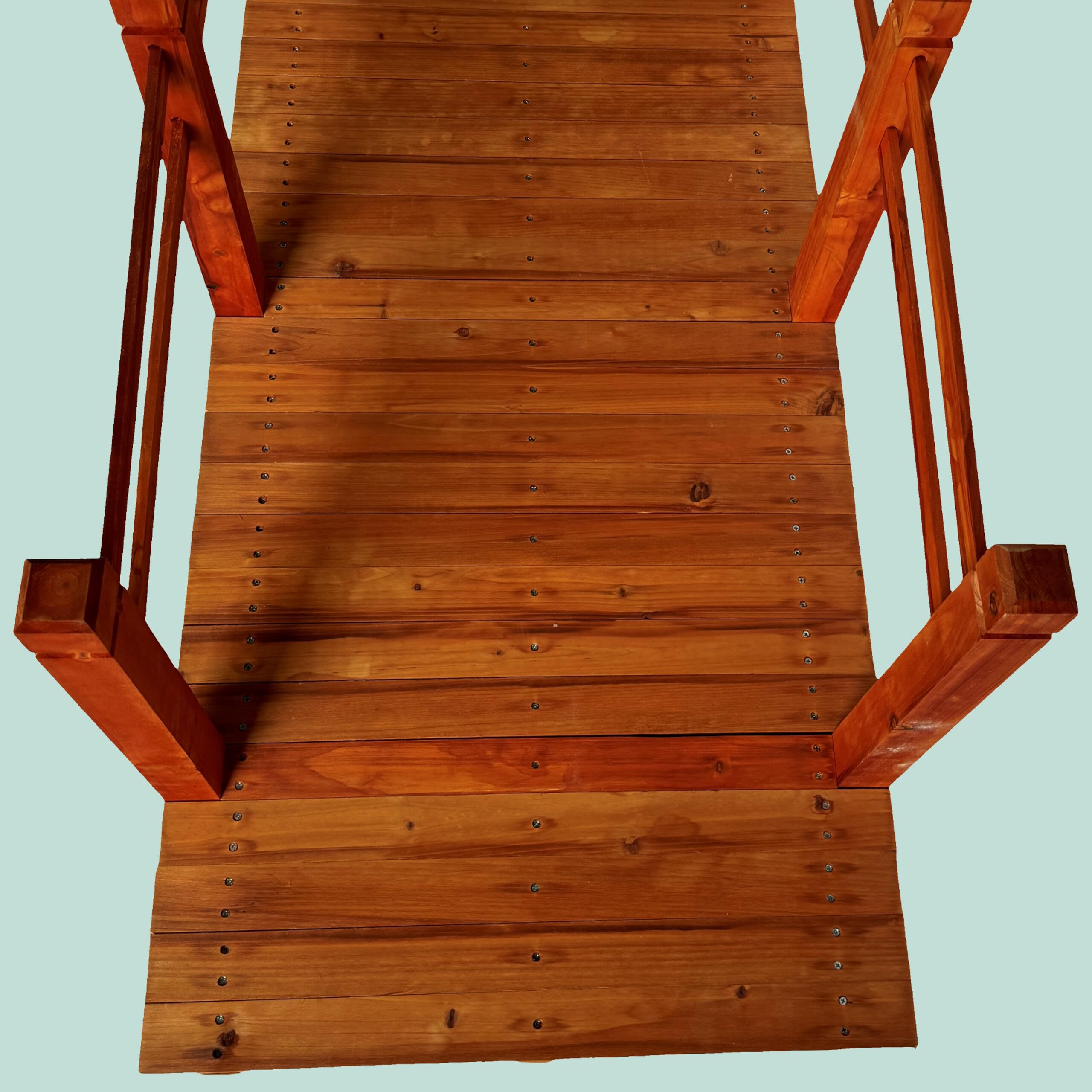 Relaxdays Most ogrodowy, z poręczą, drewno jodłowe, staw ogrodowy, wys. x szer. x gł.: 58 x 171,5 x 75 cm, 200 kg, drewniany mostek, pomarańczowy